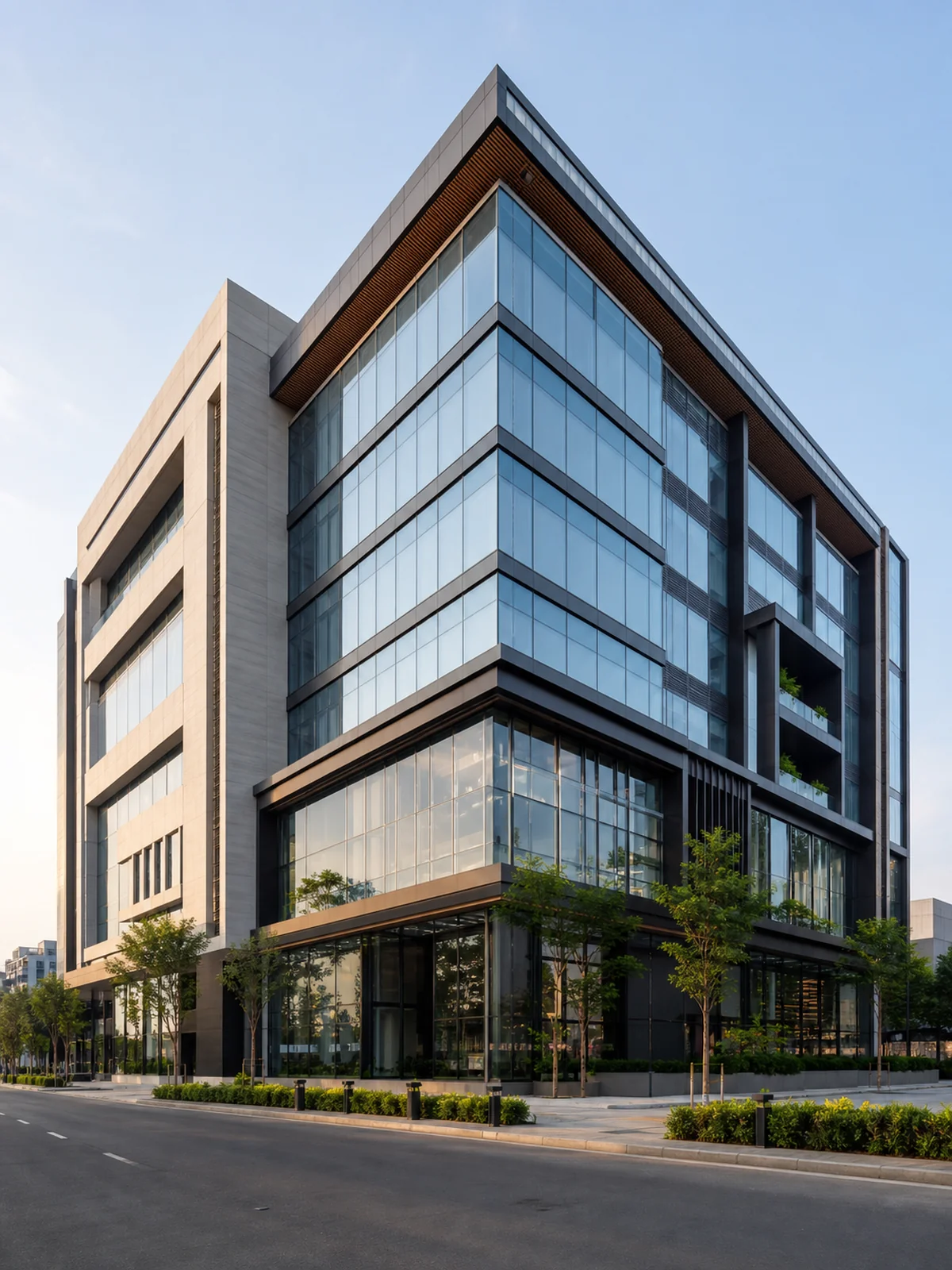 Modern commercial building under construction