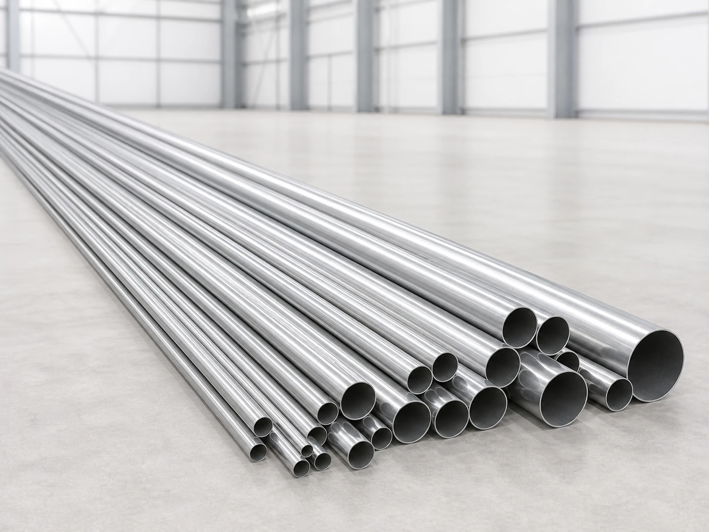 Steel round pipes in a range of diameters