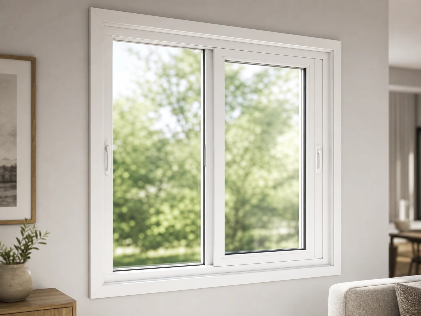 UPVC window frame with glazing